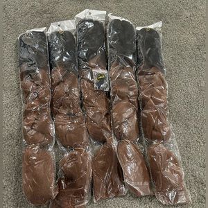 Pre-stretched synthetic braiding hair black brown ombré 5 pack